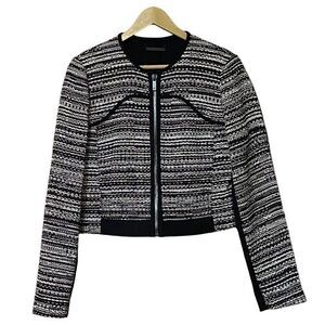 Diane Von Furstenberg Jacket Women's 10 Black White Tweed Casual Formal